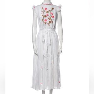 Banjanan Amazon Maxi Dress In White Floral Embroidered Small NWT